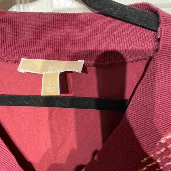 Women Michael Kors Long Burgundy Blouse -size L - Picture 6 of 11